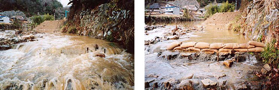 集中豪雨などによる河川の増水